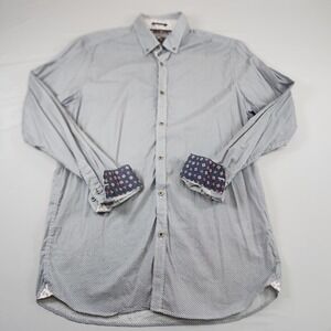 Ted Baker Men's Size 4 Button Up Shirt Geometric Lightweight Gray